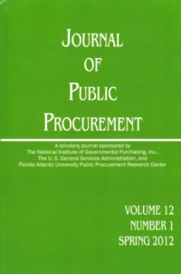 Image of Journal of Public Procurement, Volume 12 Number 1, Spring 2012