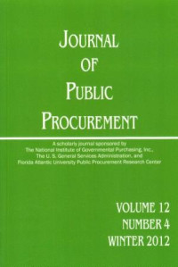 Image of Journal of Public Procurement, Volume 12 Number 4, Winter 2012