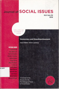 Image of Journal of Social Issues : Democracy and Disenfranchisement, Volume 64 Number 3, 2008