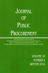 Image of Journal of Public Procurement, Vol. 16 No. 4, Winter 2016