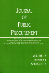 Image of Journal of Public Procurement, Volume 15 Number 1, Spring 2015