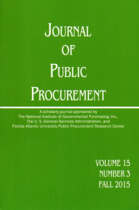 Image of Journal of Public Procurement, Volume 15 Number 3, Fall 2015