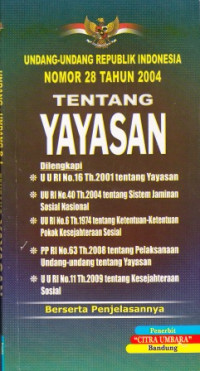 Image of Undang-Undang RI nomor 28 Tahun 2004 tentang Yayasan