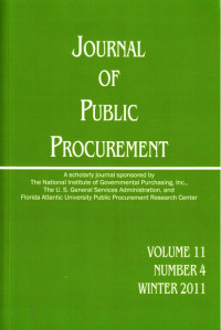 Image of Journal of Public Procurement, Volume 11 Number 4, Winter 2011