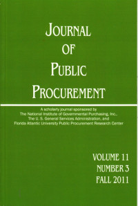 Image of Journal of Public Procurement, Volume 11 Number 3, Fall 2011