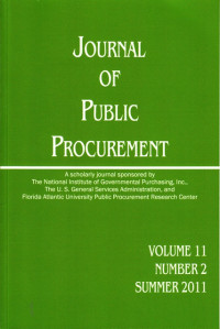 Image of Journal of Public Procurement, Volume 11 Number 2, Summer 2011
