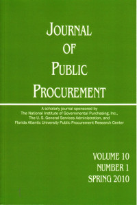 Image of Journal of Public Procurement, Volume 10 Number 1, Spring 2010